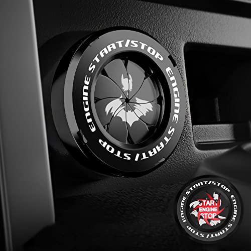 Tybasthe Rotary Push Start Button Cover Bat Man Car Accessories Engine Start Stop Button Cover Car Stickers Interior Decor Motorcycle Ignition Key Switch Cover Black